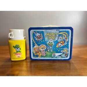 Vintage Muppet Babies Metal Lunchbox & Thermos Kermit 1985 Jim Henson